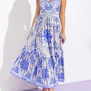 Flying Tomato FINDING MY PEACE WOVEN MIDI DRESS size Large